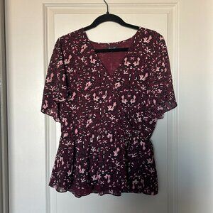 Madewell Purple Patterned Wrap Blouse